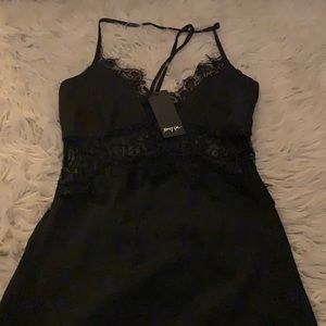 Mini black eyelash lace dress